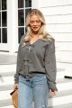 FINAL SALE - Gathered Grace Grey Bow Front Sweater