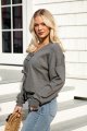 FINAL SALE - Gathered Grace Grey Bow Front Sweater