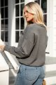 FINAL SALE - Gathered Grace Grey Bow Front Sweater