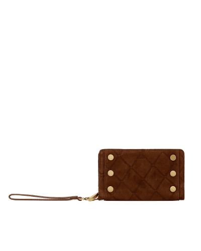 Bryant Wallet | Chocolate Diamond Suede/Antique Gold | Sml