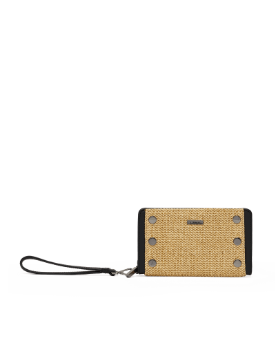 Bryant Wallet | Noir Smooth Raffia/Gunmetal