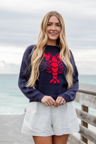 FINAL SALE - Harbor Lobster Navy Knit Sweater