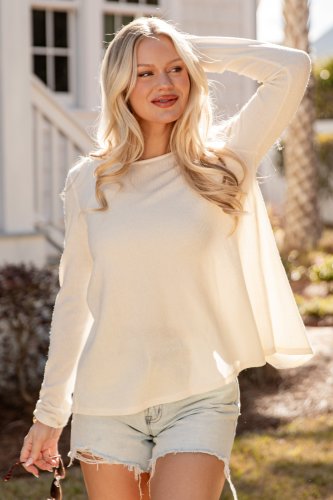 FINAL SALE - Vanilla Sky Essential Ivory Knit Tie-Back Top