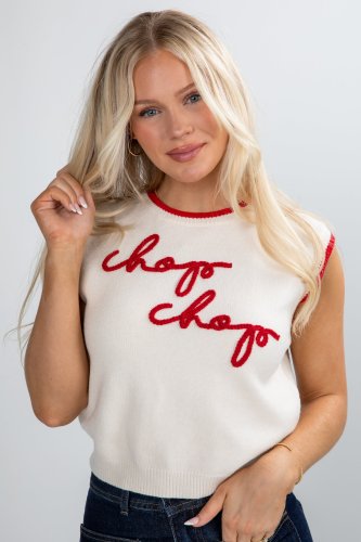 Ivory Chop Chop Script Sweater Vest