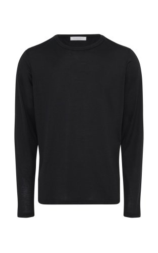 Owen Long Sleeve T-Shirt in Black Cashmere Jersey