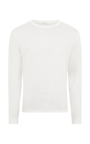 Owen Long Sleeve T-Shirt in Ivory Cashmere Jersey