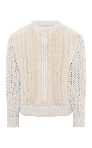 Talus Knit Pullover in Ivory Cashmere & Shearling