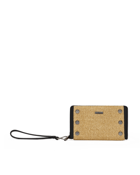 Bryant Wallet | Noir Smooth Raffia/Gunmetal
