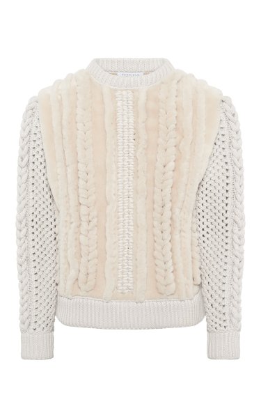 Talus Knit Pullover in Ivory Cashmere & Shearling